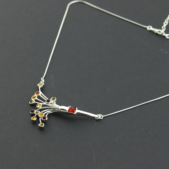 Sterling silver necklace with natural Baltic amber, 925 sterling silver necklace - Picture 16 of 16